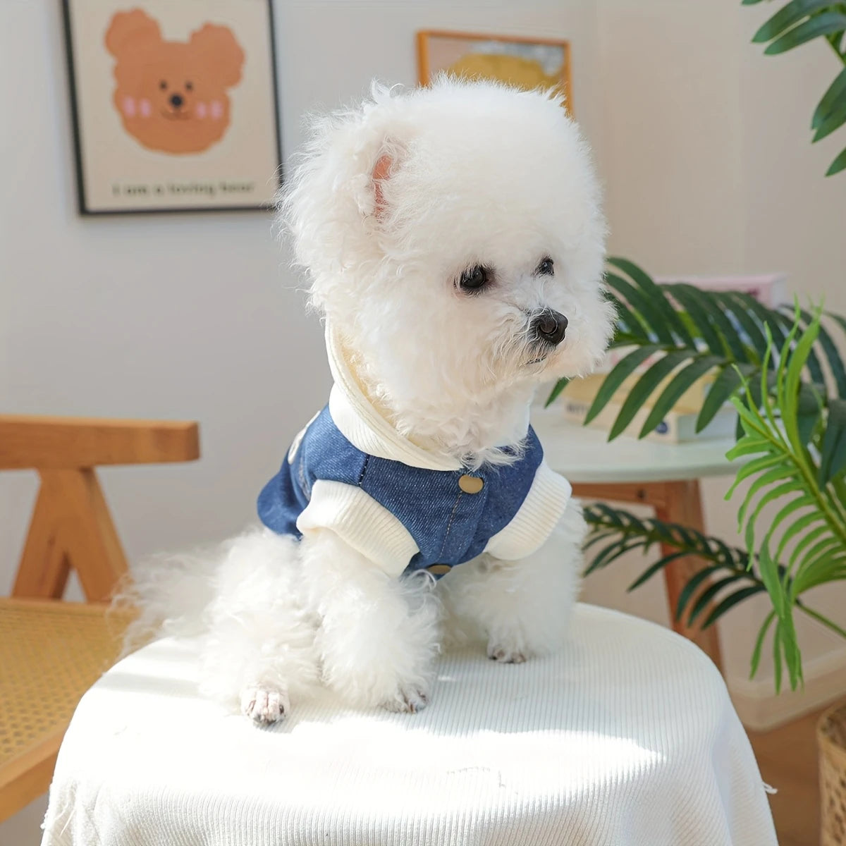 Champion Denim Dog Hoodie – Blue & White