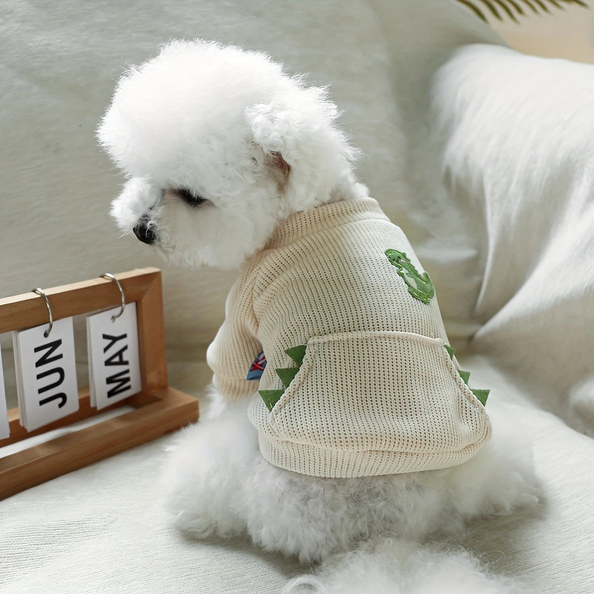 Dino Snuggle Dog Jumper – Cream Knit