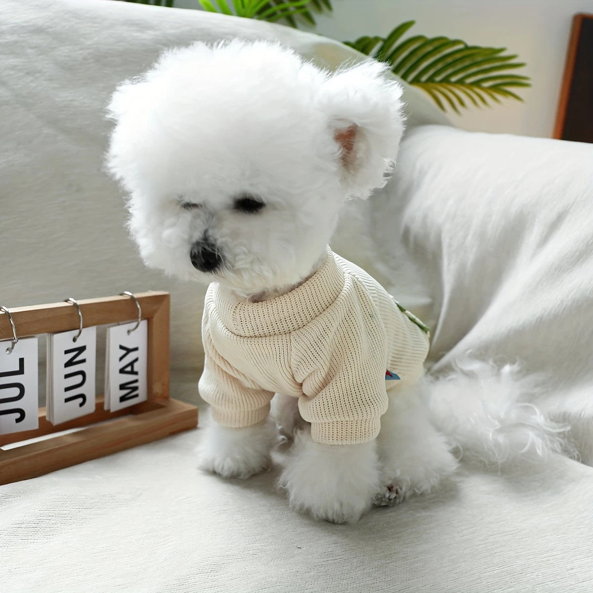Dino Snuggle Dog Jumper – Cream Knit