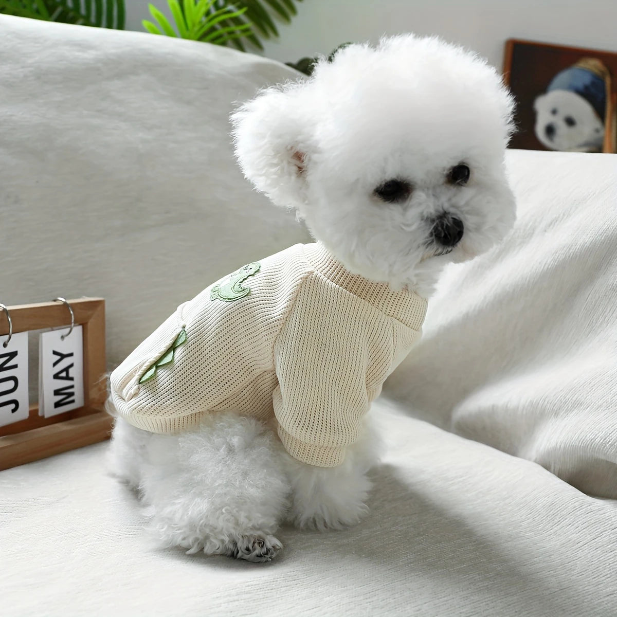 Dino Snuggle Dog Jumper – Cream Knit