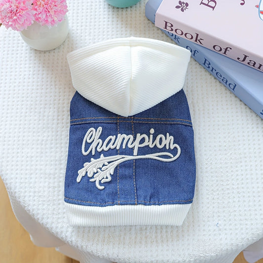 Champion Denim Dog Hoodie – Blue &amp; White