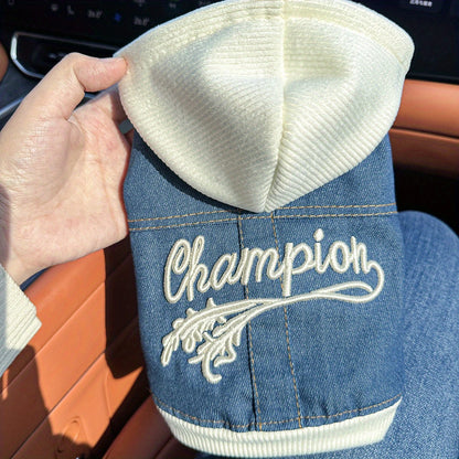Champion Denim Dog Hoodie – Blue &amp; White